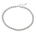 Collier fin Ambre & Lune en laiton, perles fleurs serties de strass CZ colorés, finition argentée, longueur ajustable